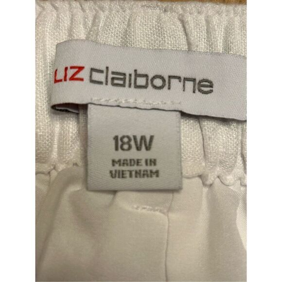 Liz Claiborne Wide Leg White Pants Woman's Size 18 Linen Blend High Rise Lined N - Picture 9 of 10